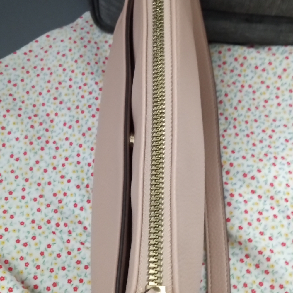 Nanette Lepore Mini Shoulder Purse Faux Leather Pink Blush Full Zip - Picture 7 of 11